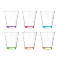 Waterglazen/drinkglazen Colorama - 12x - transparant kleurenmix - 375 ml - 10 cm