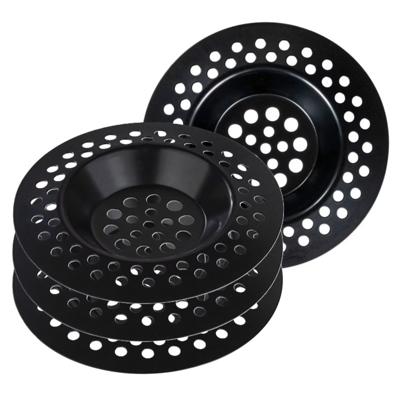 Gootsteenzeefje - 4x - metaal - zwart - D6,5 cm - eenvoudig afval filteren
