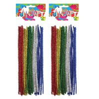 60x Chenille draad glitter kleurenmix 30 cm