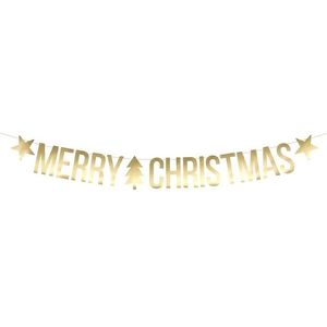 Merry Christmas kerst feest/party banner letterslinger versiering karton 175 cm   -