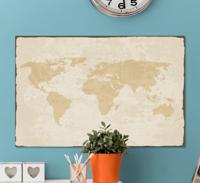 Wereldkaart canvas schilderij Vintage wit en beige