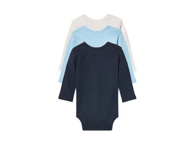 lupilu 3 baby rompers (Wit/Blauw/Marineblauw, 62/68)