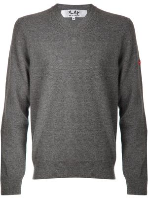 Comme Des Garçons Play mini heart v-neck sweater - Gris