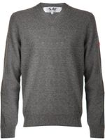 Comme Des Garçons Play mini heart v-neck sweater - Gris