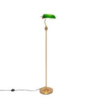 QAZQA Klassieke notaris vloerlamp brons met groen glas - Banker - thumbnail