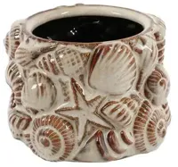 Countryfield bloempot schelpen keramiek 11.5x7.5cm bruin