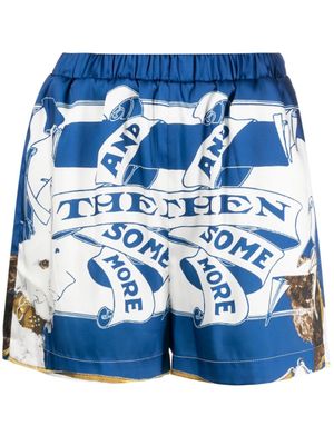 MSGM short court en soie à imprimé graphique - Bleu