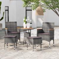 5-delige Loungeset poly rattan grijs