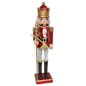 Notenkraker decoratie figuur/beeld - 80 cm - rood/wit - kunststof - kerst