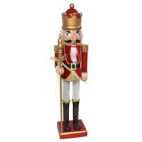 Notenkraker decoratie figuur/beeld - 80 cm - rood/wit - kunststof - kerst - thumbnail