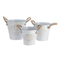 Plantenbakkenset Decoris Wit Metaal Touw Met handvatten (3 Onderdelen)