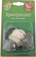 Kattenspeelgoed blisterpak a 3 bontmuis grijs/wit 5 cm - Gebr de boon