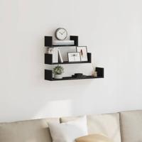 Wandschappen 3 st bewerkt hout zwart eiken