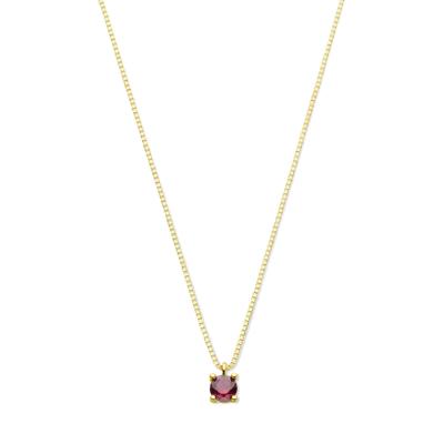 14k Geelgouden Ketting met Synthetische Robijn (Juli) - 42+2 cm