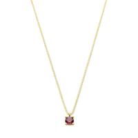 14k Geelgouden Ketting met Synthetische Robijn (Juli) - 42+2 cm