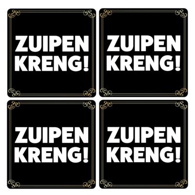 Fun drankspel bierviltjes Zuipen kreng - 40x stuks - zwart - grappige bierviltjes