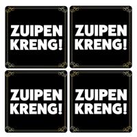 Fun drankspel bierviltjes Zuipen kreng - 40x stuks - zwart - grappige bierviltjes