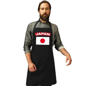 Japan vlag barbecueschort/sushi keukenschort zwart volwassenen