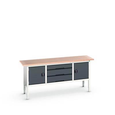 Bott Verso Verstelbare Werkbank | 2000x600x830-930mm | Multiplex | 2 Deuren | 3 Laden | RAL 7016 - 16923032.19