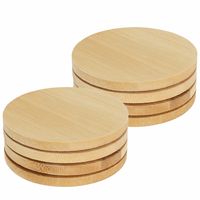 Onderzetters voor glazen - 8x - beige - rond - hout - 10 x 10 cm