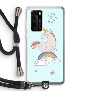 Regenboog eenhoorn: Huawei P40 Transparant Hoesje met koord