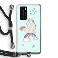 Regenboog eenhoorn: Huawei P40 Transparant Hoesje met koord