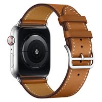 Bandje geschikt voor Apple Watch 42/44MM - Maat L - Horlogebandje - Polsband - Kunstleer - Bruin - thumbnail