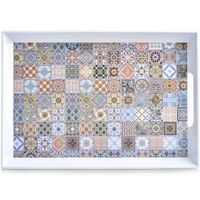 1x Serveerbladen melamine met mozaiekprint 50 x 35 cm   - - thumbnail