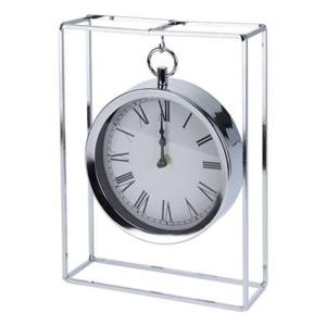 MISOU Tafelklok Hangmodel Zilver Metaal 25 cm Klok op Standaard Bin...