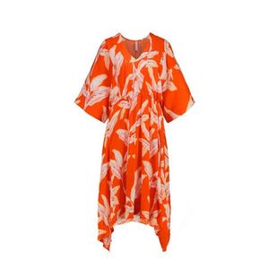 Miss Etam Regulier jurk met all over print en vleermuismouwen oranje
