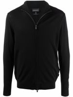 Emporio Armani pull en laine vierge à fermeture zippée - Noir