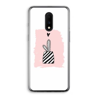 Zwart-wit cactus: OnePlus 7 Transparant Hoesje