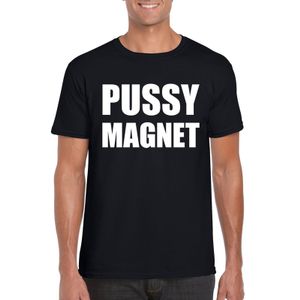 Pussy magnet tekst t-shirt zwart heren