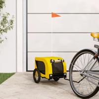 Hondenfietstrailer oxford stof en ijzer geel en zwart Hondenfietstrailer oxford stof en ijzer geel en zwart