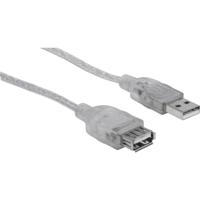 Manhattan USB-kabel USB 2.0 USB-A stekker, USB-A bus 4.50 m Zilver 340502 - thumbnail