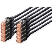 Digitus DK-1644-050-BL-10 RJ45 Netwerkkabel, patchkabel CAT 6 S/FTP 5.00 m Zwart Folie afscherming, Afscherming totaal, Afgeschermd, Halogeenvrij, Simplex,