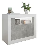 Dressoir Urbino 110 cm breed in hoogglans wit met grijs beton - thumbnail