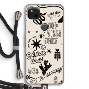 Good vibes: Pixel 4a Transparant Hoesje met koord