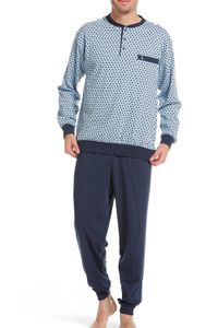 Robson pyjama met knoopjes en boorden blauw