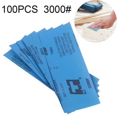 100 stuks Grit 3000 natte en droge polijsten slijpen schuurpapier formaat: 23 x 9cm (blauw)