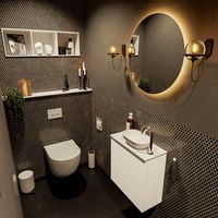 MONDIAZ FOWY toiletmeubel 50cm kleur talc. Waskom positie rechts kleur talc | talc. Met 1 kraangat