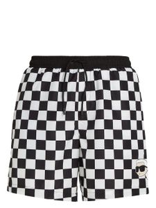 Karl Lagerfeld short de bain Ikon Karl à carreaux - Blanc
