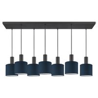 Moderne hanglamp Bling - Blauw - verlichtingspendel Xxl Bar 7L inclusief lampenkap 20/20/17cm - pendel lengte 150.5 cm - geschikt voor E27 LED lamp - Pendellamp geschikt voor woonkamer, slaapkamer, keuken