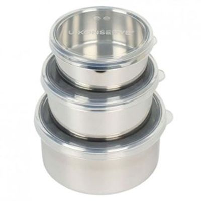 Round Nesting Trio Rvs Lekdicht Doorzichtig Deksel