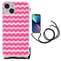 iPhone 14 Plus Doorzichtige Silicone Hoesje Waves Pink