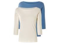 esmara Dames shirt met 3/4 Mouwen (Crème/blauw, L (44/46))
