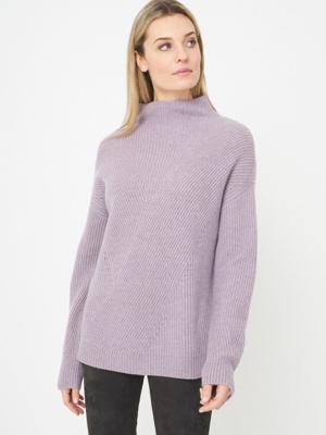 Ribgebreide trui met opstaande kraag van cashmere-melange