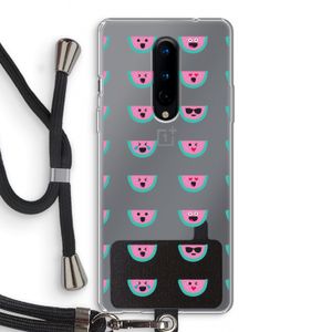 Smiley watermeloenprint: OnePlus 8 Transparant Hoesje met koord