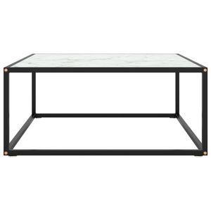 The Living Store Woonkamertafel Salontafel - 80 x 80 x 35 cm - Gehard Glas en Gepoedercoat Staal