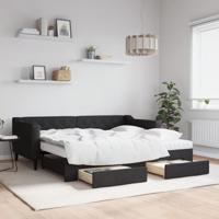 Slaapbank met onderschuifbed en lades 90x190 cm stof zwart